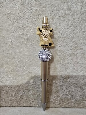 Perlen Stift mit 3D Highland Kuh Focal & Sparke Perlen Brandneu Secret Santa Geschenk