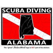ALABAMA SCUBA DIVING Flag-Map Shape USA Rectangular Sticker, Decal 100mm 4" 