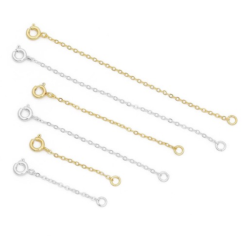 SAFETY CHAIN/Extender-Double clasp-2 Spring Rings- 925 Sterling Silver 3cm - 8cm - Picture 6 of 10