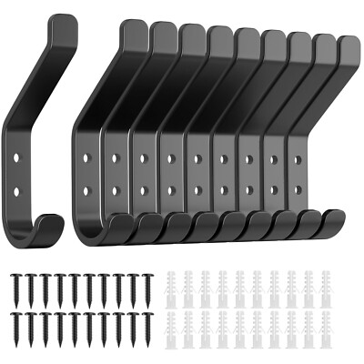Garderobenhaken, Kleiderhaken, Metall, Schwarz, Wandhaken, 10 Stück, 10 kg, m...