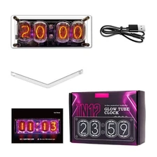 4 Digit Glow Tube Clock With Acrylic Base Unique Retro Home Decor Clock