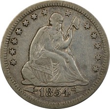1854-O VF30 Seated Liberty Quarter, Arrows, Huge O, PCGS 55498294