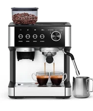 Joy Pebble 15 Bar Espresso Machine with Grinder & Milk Frother, All-in-One NEW