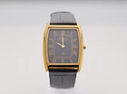 Vintage Seiko Barrel-Tank Quartz Black Dial Men's Wrist Watch with Black Strap