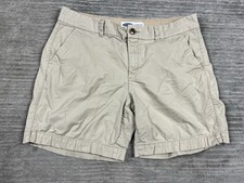 Old Navy Shorts Womens 12 Beige Everyday Mid Rise Flat Front Chino Cotton Blend