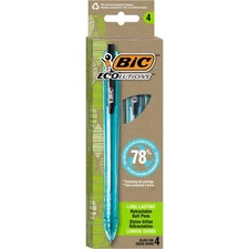 BIC Ecolutions Ocean-Bound Ball Pens, Medium Point (1.0mm), 4-Count Pack, Bla...