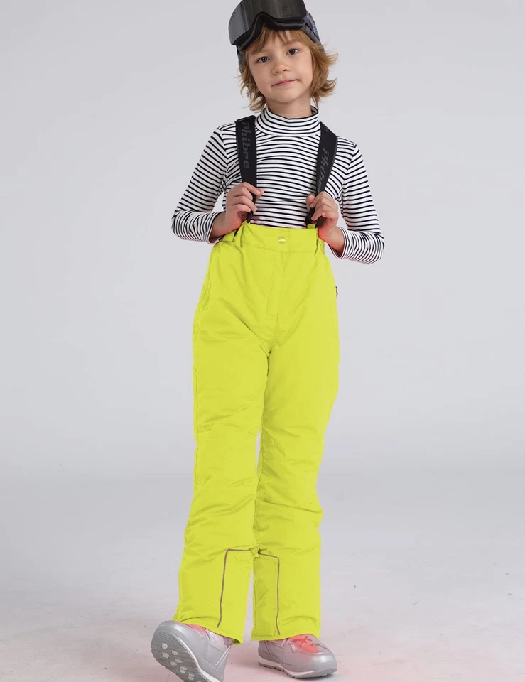 Pantalones de esquí de snowboard de poliéster transpirables impermeables amarillos para niños 6x Foto 4 de 4