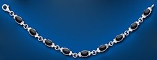 Bracelet femme en onyx noir véritable poinçonné en argent sterling massif