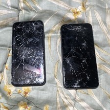 Apple iPhone Lot of 2 Black Smartphones Cracked Screen/Back For Parts/Repair