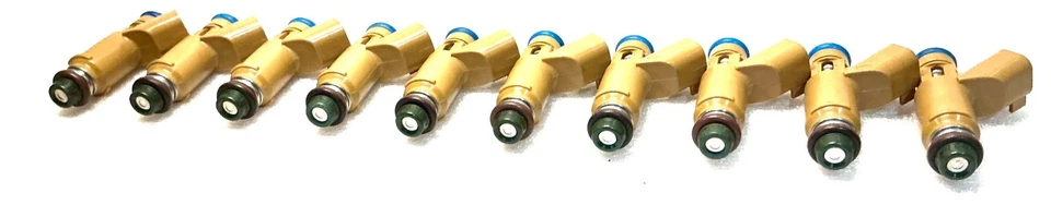 Juego de 10 inyectores de combustible Denso genuinos de actualización de 12 agujeros para Dodge Ram 8,0 L V10 Foto 2 de 4