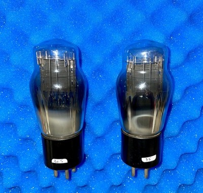 TWO National Union Type 45 Tubes / Amplitrex Tested / Engraved /XXL Mica Support