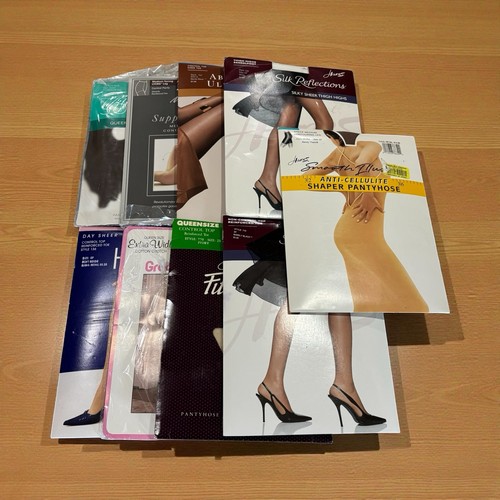 Vintage Lot 9 New Old Stock Nylons Pantyhose Queen Size See All Pics 