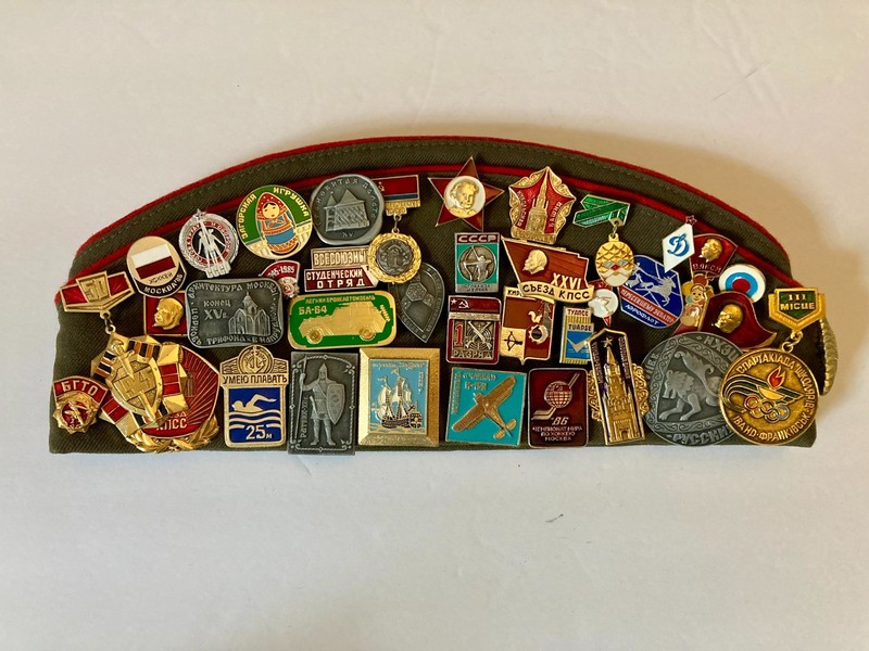 Russian Soviet Military Hat with Medals & Pins - excellent condition