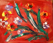 NICE FLOWERS   Abstract Modern Original Oil Painting  CANVAS BY KAZAV TJ7U-8
