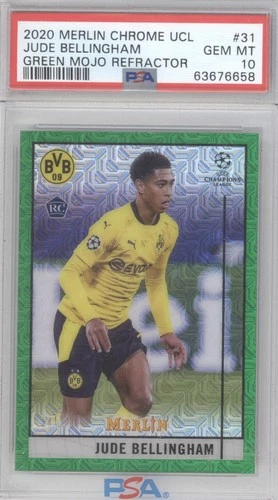 2020 Merlin Chrome UCL #31 Jude Bellingham Green Mojo Refractor /99 PSA 10