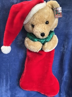 MTY 3D Plush Teddy  Bear Christmas Stocking Soft Expressive Face