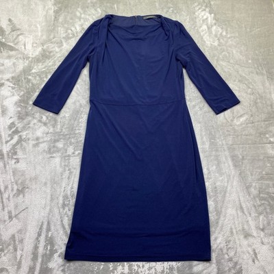 Esprit Navy Blue Drape Neck 3/4 Sleeve Midi Dress Women's Size S Festive Boho