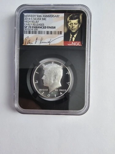 SILVER 2014 S SP 70 KENNEDY HALF DOLLAR GRADED NGC 50C D MINT SILVER COIN HR/ER