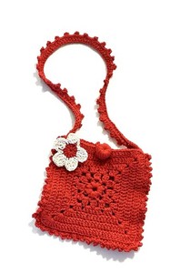 Little Girls Red Crocheted Crossbody/Shoulder Bag 6x6 New Handmade Purse Cute
