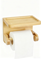 Toilettenpapierhalter Klopapierhalter Bambus Ohne Bohren Mit Ablage WC Bad