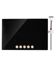 30in Induction Cooktop 5 Burner Electric Countertop Burner Knob Control 9200W