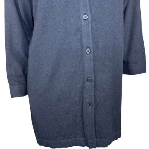 Isaac Mizrahi Live! Solid Cardigan with 3/4 Sleeves Pitch Black 1X Pockets - Picture 5 of 14