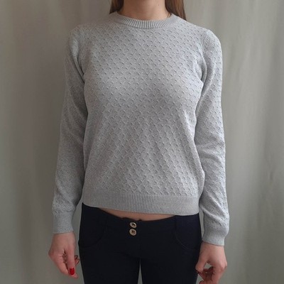 GANT Damen Baumwollpullover Größe XS Grau Pulli Rundhals