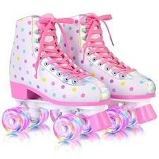 SULIFEEL Light Up Roller Skates Girls Women Kids Adult Indoor Outdoor Polka Dots