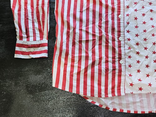 Vintage Bill Blass Shirt Mens Small Stars Stripes Denim Collar USA Flag 90s - Picture 6 of 10