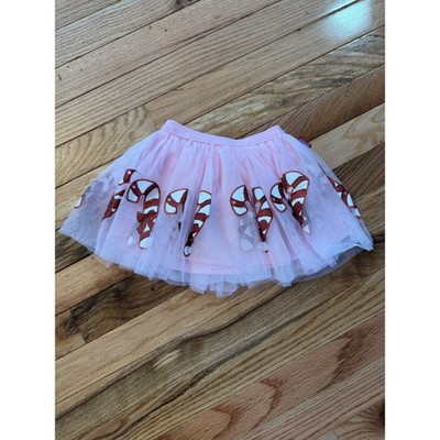 Bluey Pink Tulle Tutu Skirt Candy Cane Glitter Holiday Christmas 12M NWT