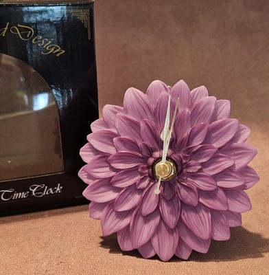 Ibis & Orchid Flower Clock, ''Dahlia'' Bonded Marble Hand Painted 2011 New 