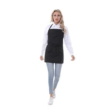 Chef Aprons for Women with 3 Pockets, Kitchen Work Apron for Cooking, Black