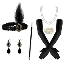 Borbilyn 1920s Flapper One Size, Black - Costume Accessories Kit 6pcs