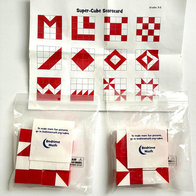 Bedtime Math Super Cube Shuffle 2 Packs Red White Puzzle Pattern Blocks 