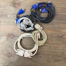VGA/DB9 Serial Cable Lot of 6 Mixed 15-Pin  9-Pin PC Monitor Cables