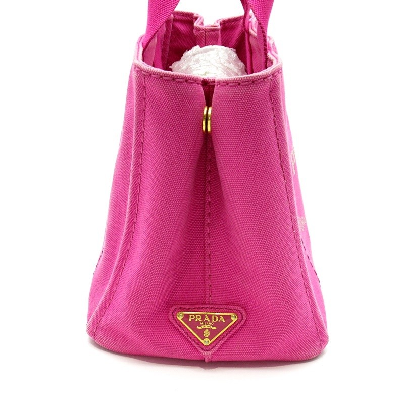 PRADA Canapa Tote TPM BN2439 Canvas Ladies Handbag Pink (FUXIA)  Used from japan thumbnail 5