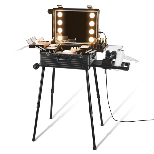 Byootique 22 pulgadas LED Iluminado Espejo Estuche de Maquillaje Rodante Cosmético Carro de Viaje