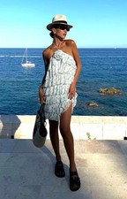 Collective The Label Womens Mini Dress White Floral Chiffon Ruffle RRP £60