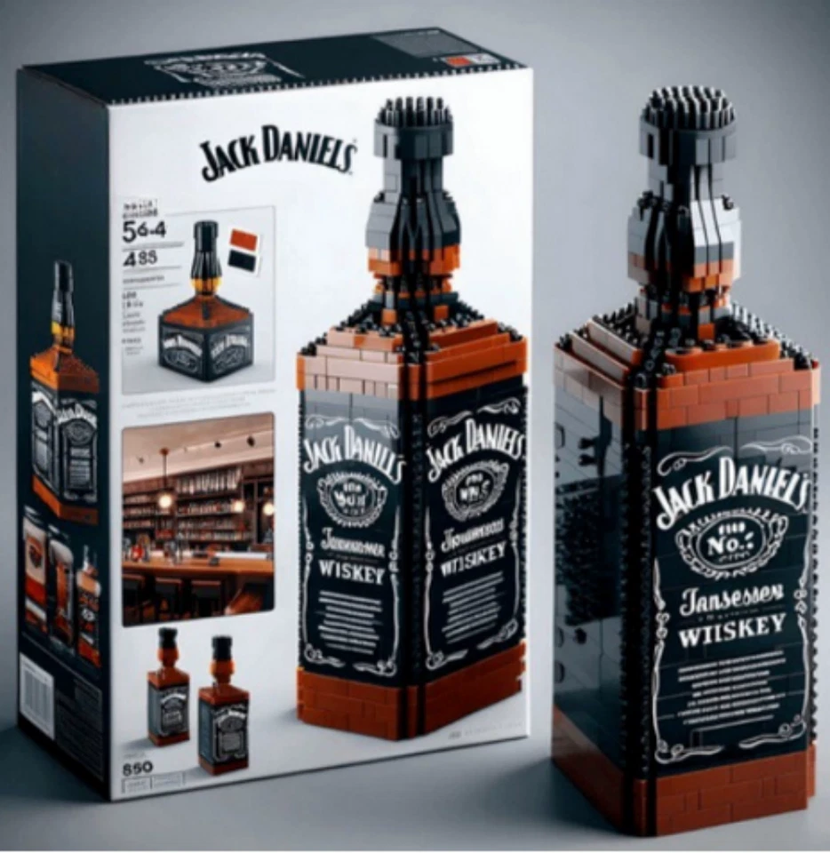 MARKENLOS 2025 Whisky Flasche Bausteine Modell Sammler Edition Deko Objekt Geschenk Set