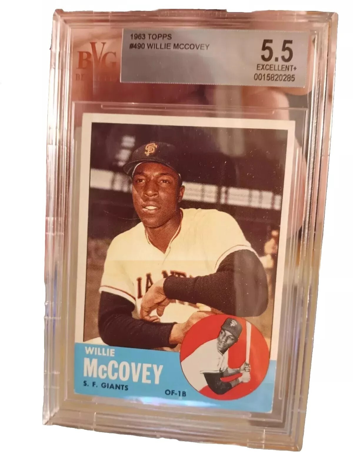 1963 Topps Baseball # 490 Willie McCovey super tough card this grade  BVG 5.5