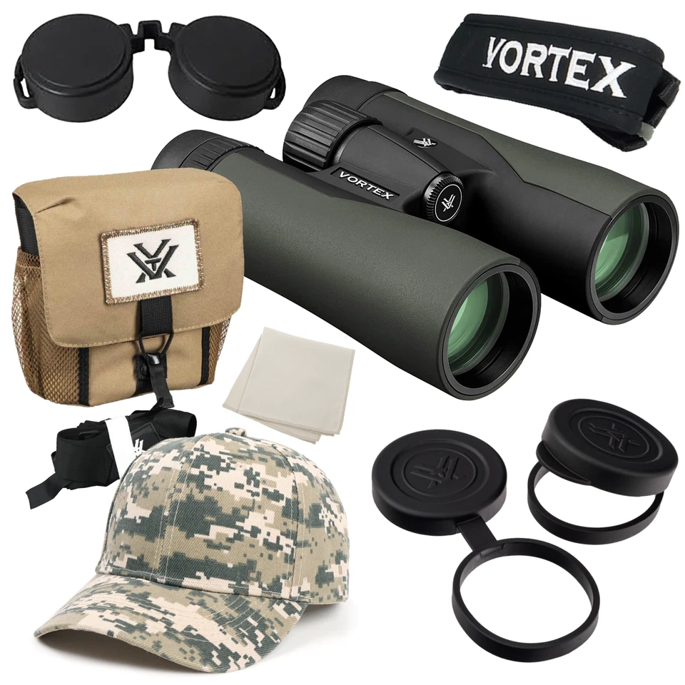 Vortex Optics Crossfire HD 8x42 Green Binocular w/ Free Camo Digital Hat Bundle