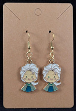 Disney Inspired - Elsa - Earrings - Dangle - Gold Hooks - Handmade - A