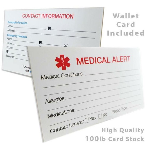 Medical ID Alert Bracelet Engraved Stainless Steel Drops Chain Women Red 8.5in - Picture 5 of 5