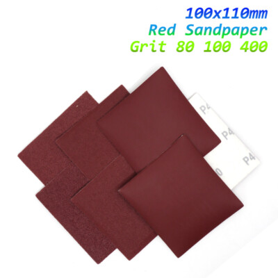 Red Dry Sandpaper Sanding Sheet Flocking Sanders Paper 100x110mm Grit ...