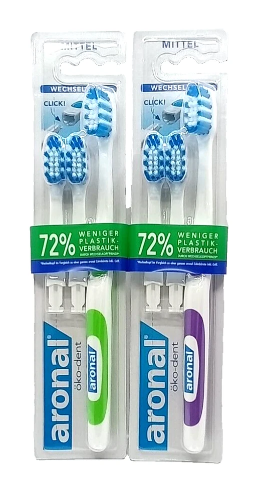 ZAHNPFLEGE-MUNDHYGIENE Aronal eco dent interchangeable heads medium cleaning power 6 interchangeable heads