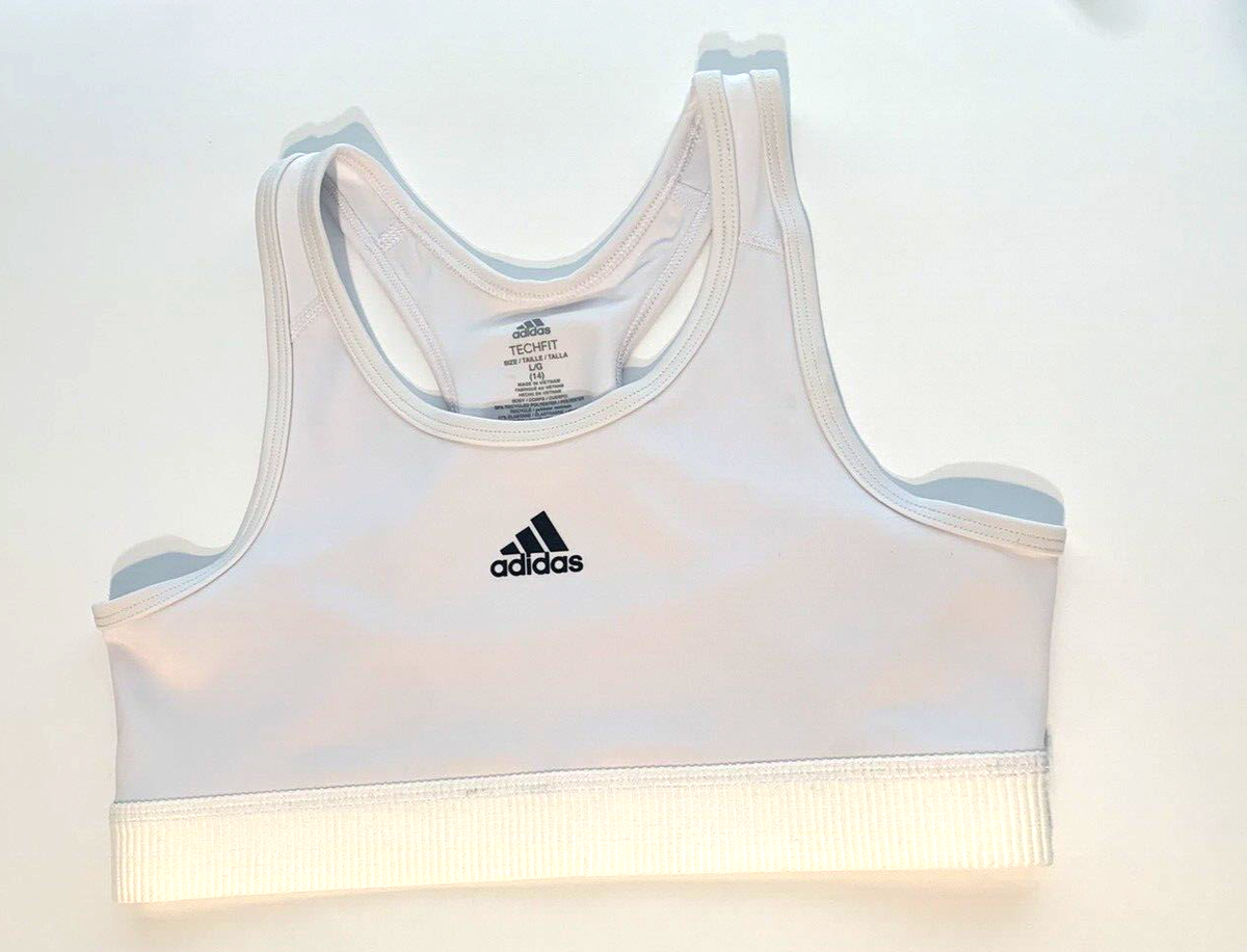 Girls Adidas Sports Bra Size Large White Techfit® Sports