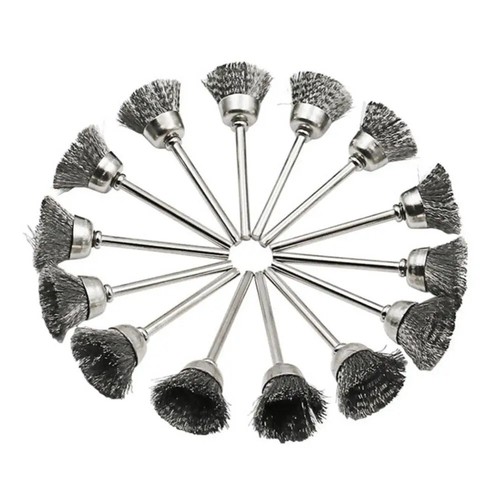 15Pcs Wire Brush Wheel Cup Coarse Crimped Carbon Steel Shank Drill Attachments - Picture 2 of 12