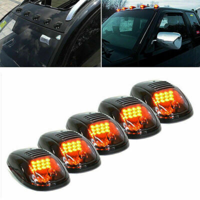 SCITOO 5Pcs Smoke Lens Cab Marker Roof Running Amber Light LED Top Clearance Lights Assembly 9led Fit F250 F350 Super Duty 2017 2022 Side Marker Ligh