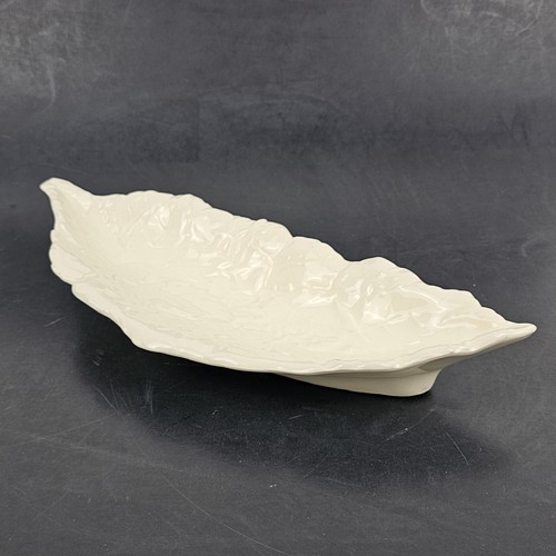 Antique Erphila Czeko-Slavakia 12" Cream Textured Leaf Dish No. 3524 - RARE