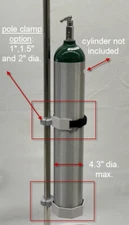 Pole Mount Gas Oxygen Cylinder Tank holder with 1" , 1.5" OR 2 " dia.  OPTION